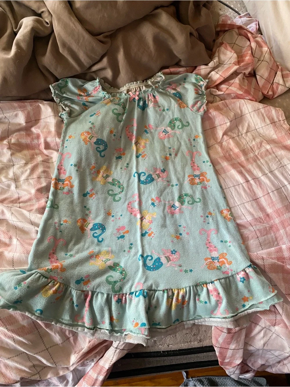 OshKosh‎ B'gosh Aqua Mermaid Print Nightgown with Ruffle Hem